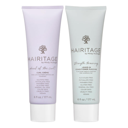 Hairitage Curl Cream + Leave in Conditioner Bundle - Jojoba Oil Curl Defining Cream for Curly Hair – Leave in Conditioner + Coconut Oil + Shea Butter – Hydrating + Moisturizing, Vegan + Cruelty-Free