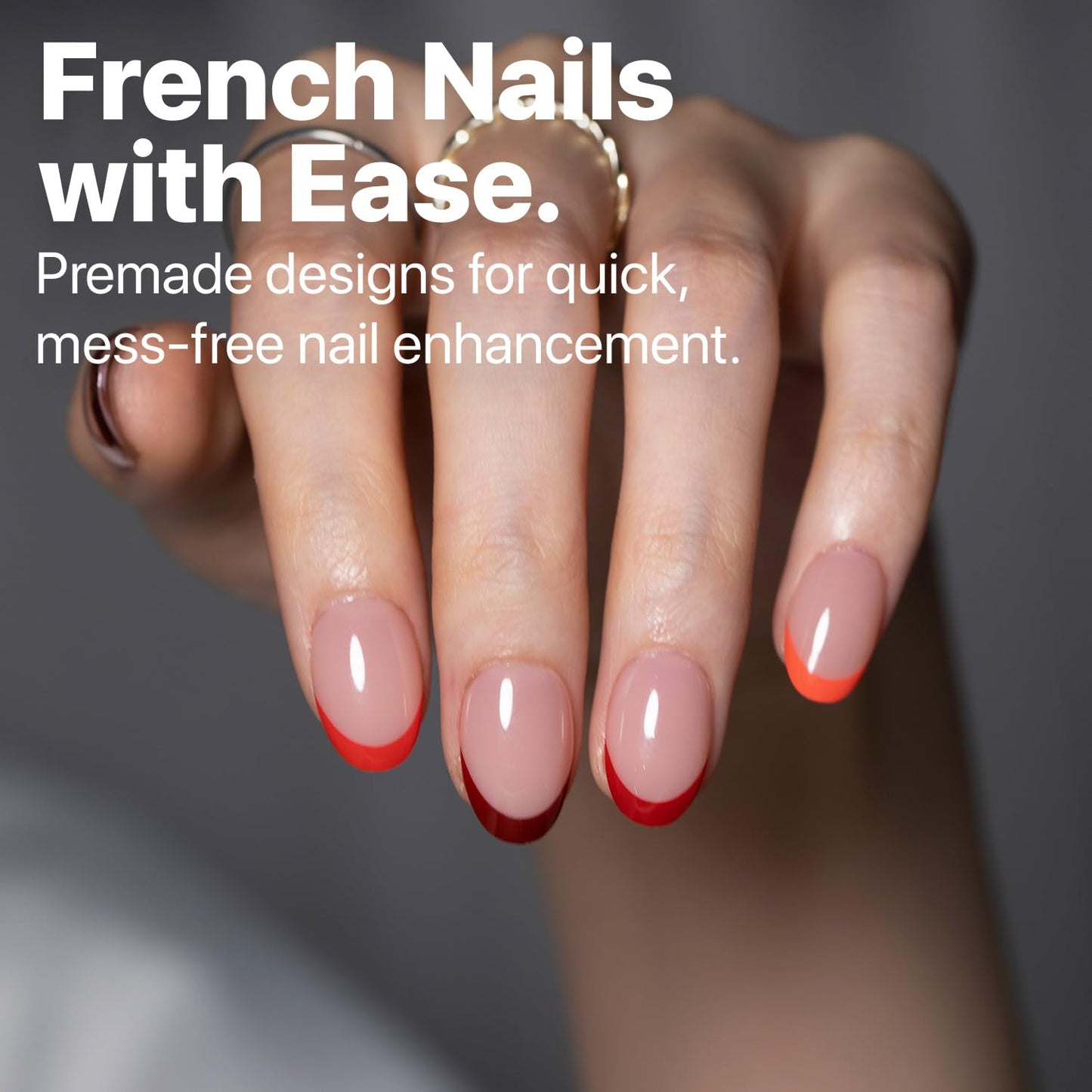 SXC Cosmetics French Tip Press On Nails – Red Series, Extra Short Almond Fake Nails X-Pro Tips Starter Kit | 160PCS, 16 Sizes, 5 Styles, Beginner-Friendly