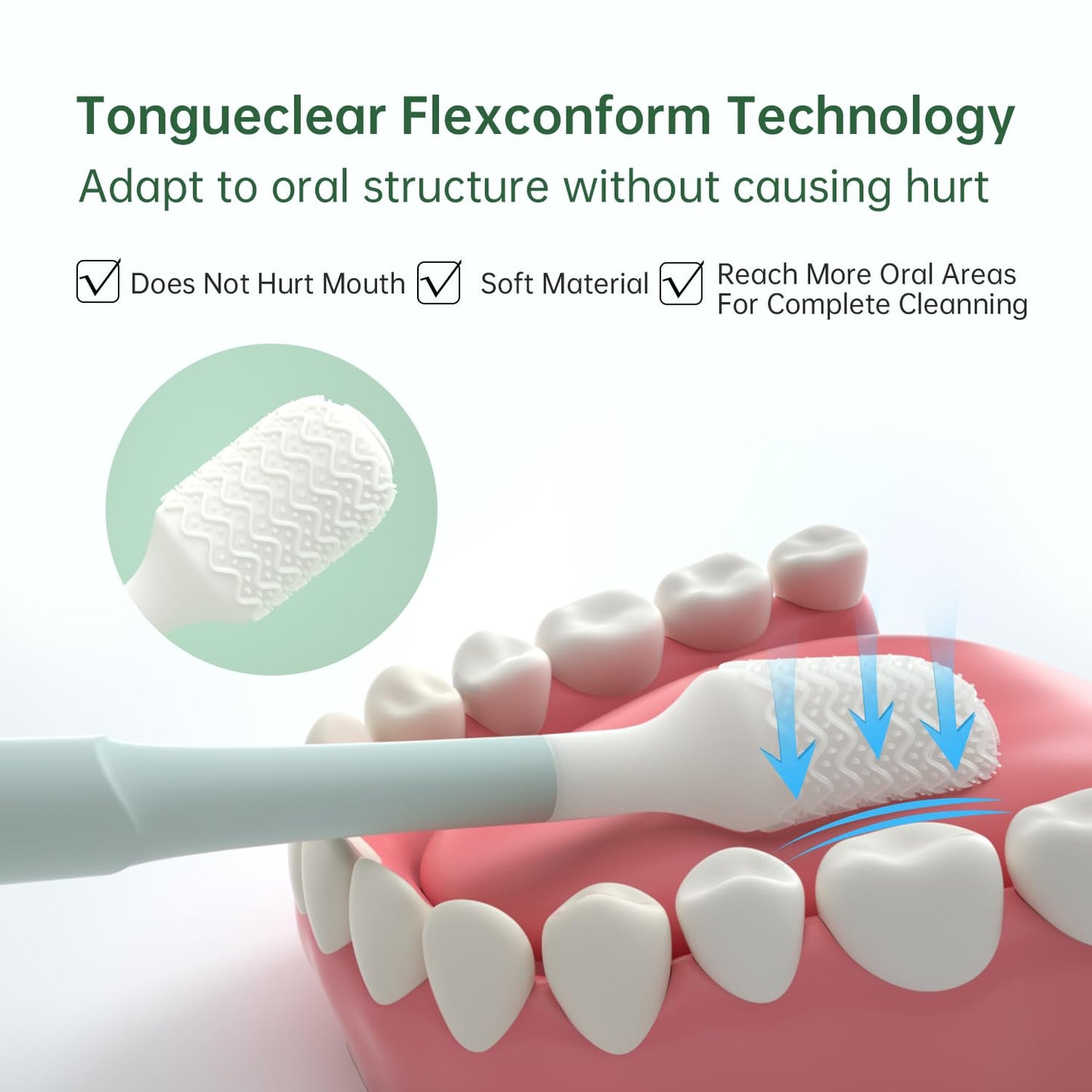 Tongueclear Soft Oral Cleaner & Gel Kit | Silicon Oral Mucosal Cleaner with Air Bag | Mouth Odor Eliminator | Fresh Mint (Set of 1)…