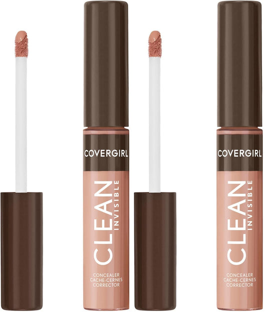 Covergirl Clean Invisible Concealer, Lightweight, Hydrating, Vegan Formula, Natural Beige 140, 0.23oz (Pack of 2)