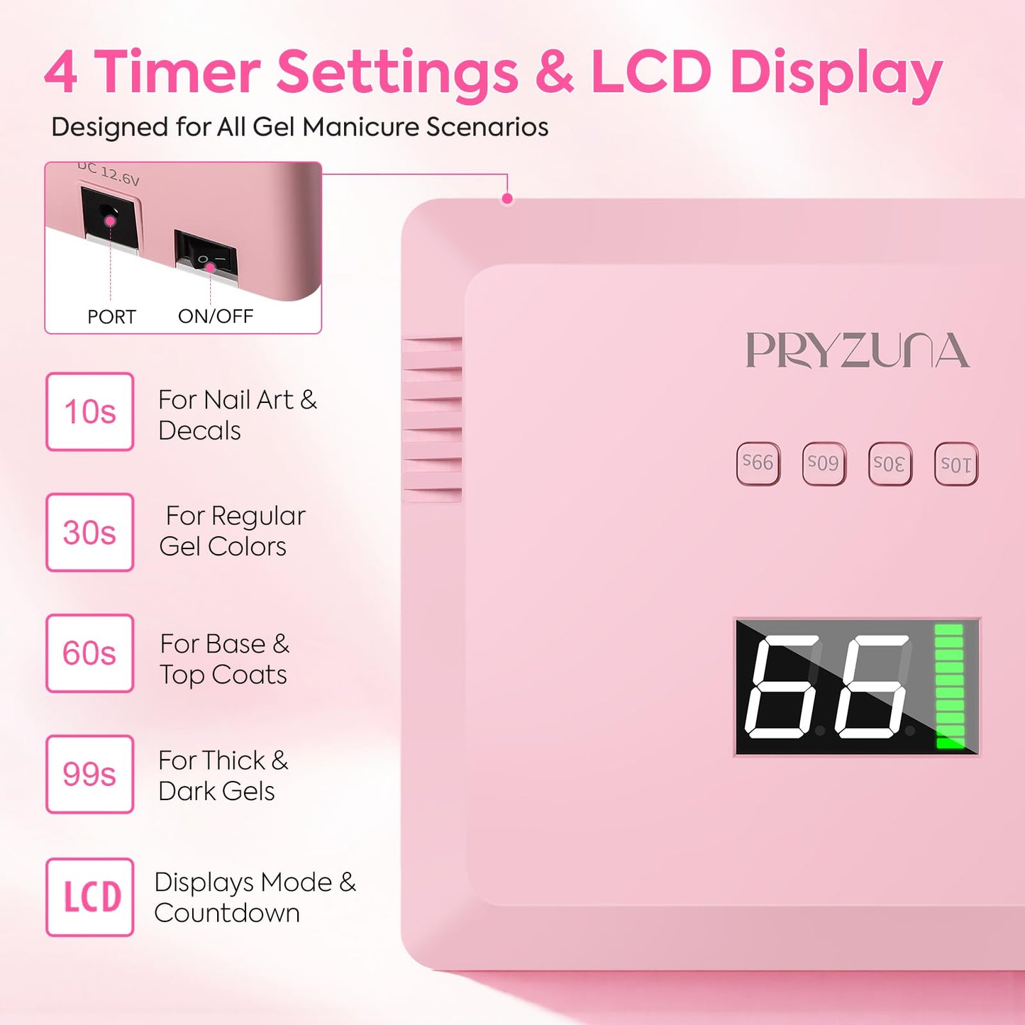 Cordless UV LED Nail Lamp - UV Light for Gel Nails with Metal Base, 72W Fast Curing Professional Nail Lamps for Gel Polish with 4 Timers & Auto Sensor, Rechargeable Nail Dryer for Salon & Home (Pink)