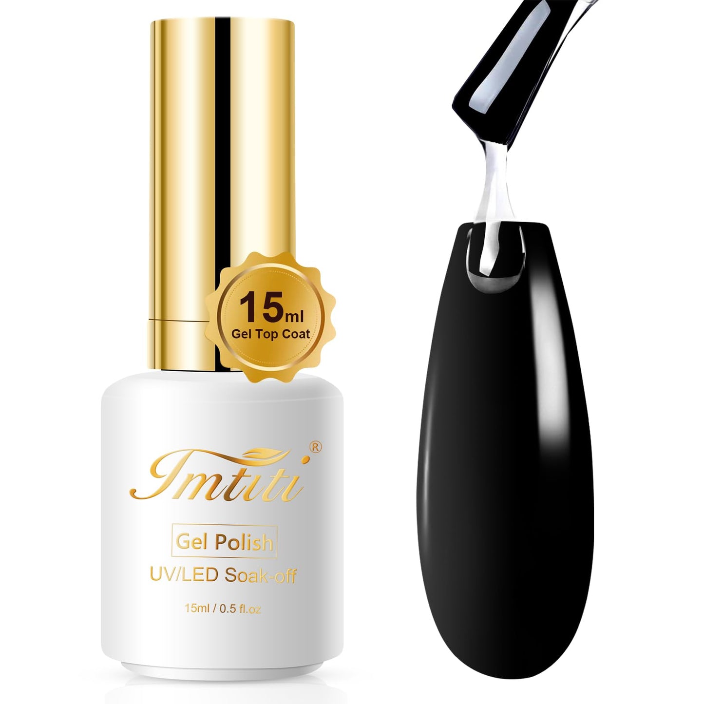 Imtiti No Wipe Gel Top Coat - High Shine, Long Lasting & Chip Resistant Clear Gel Nail Polish (0.54Fl.oz)