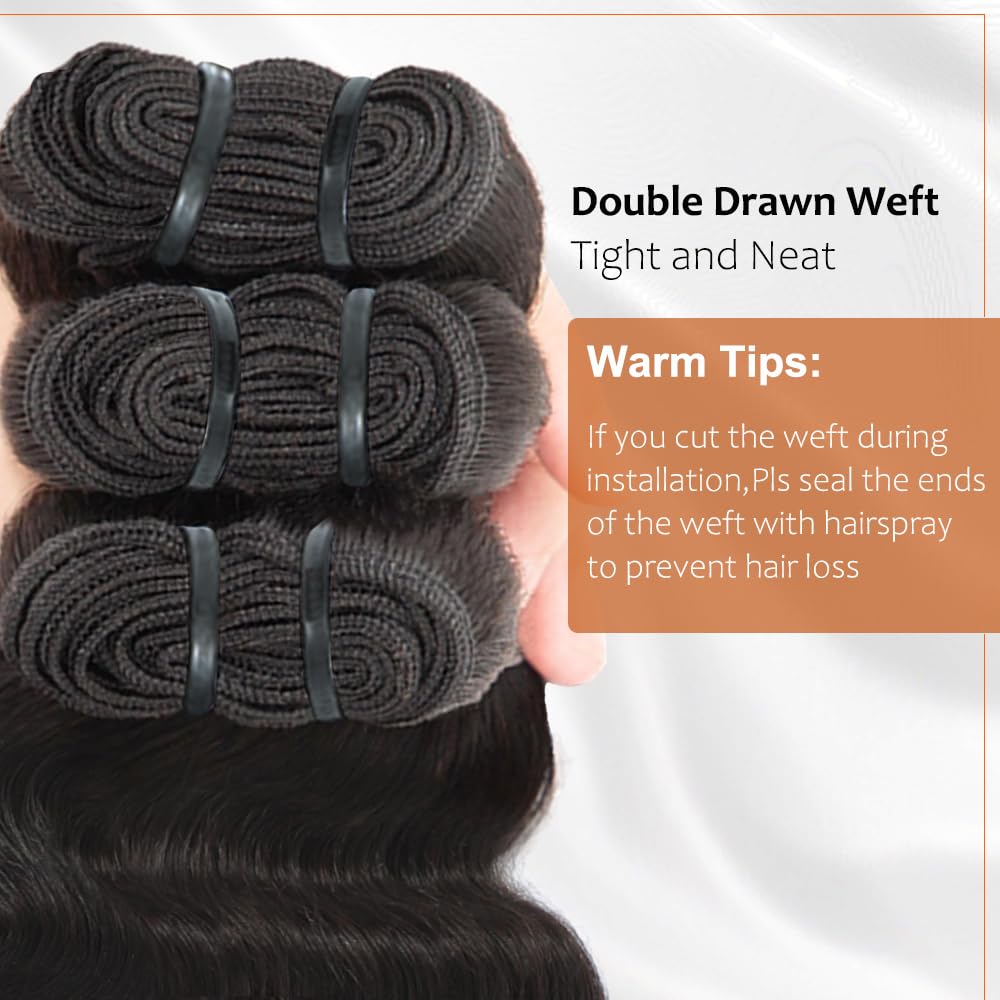 Raw Bundles Human Hair Body Wave Bundles, 10 Inch 16A Raw Hair Bundles Burmese Hair Bundles, 3 Years Service Life, Keep Texture Silky Soft Tangle-Free after Multiple Washes