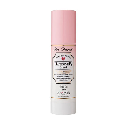 Too Faced Hangover 3-in-1 Primer & Setting Spray | Soothing & Hydrating Setting Spray for Face Makeup | Coconut Water | 4 Fl Oz, Clear