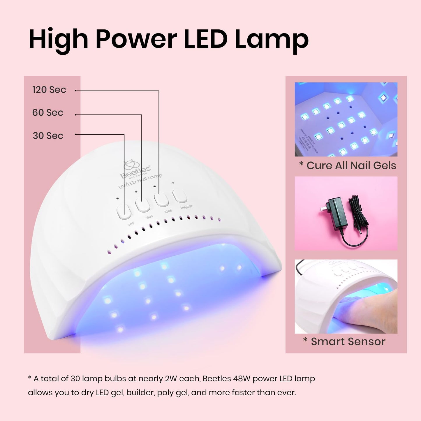 Beetles Gel Nail Polish Kit with Uv Light - 6 Colors Nude Gray Pink Gel Polish Starter Kit Manicure with Base Top Coat Soak off Led Salon DIY at Home Gifts for Women