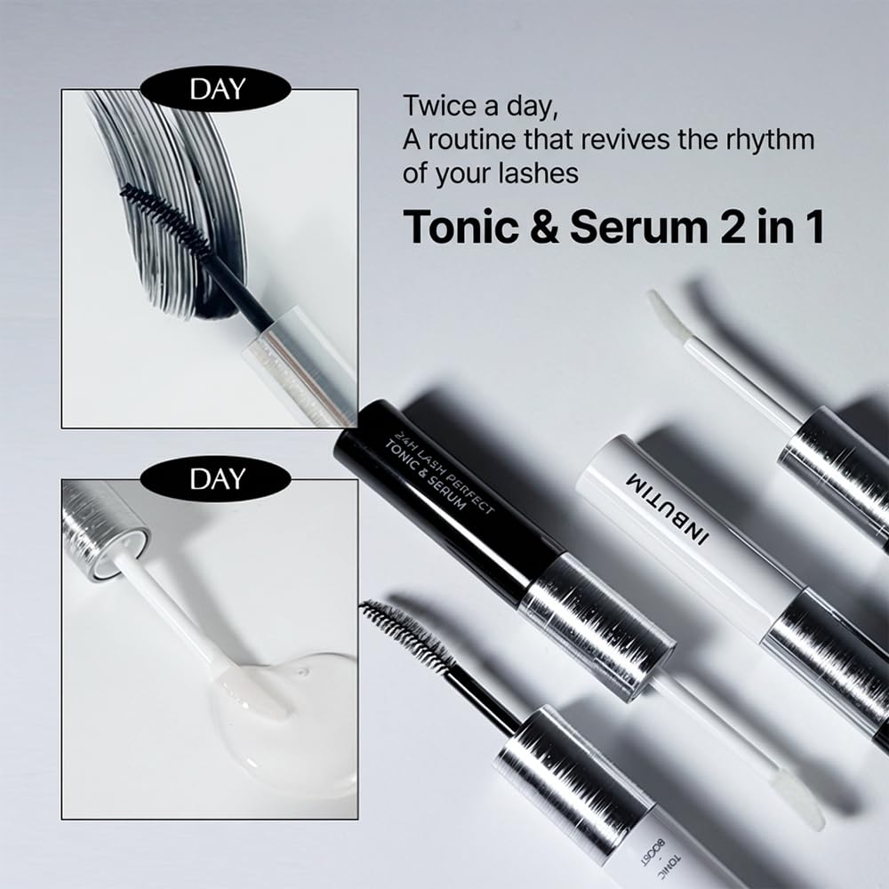 INBUTIM Lash Serum for Longer Fuller Looking Lashes - 24H Eyelash Serum & Conditioning Tonic for Lashes & Brows, Lightweight Lash Boost, 10 ml / 0.34 fl oz
