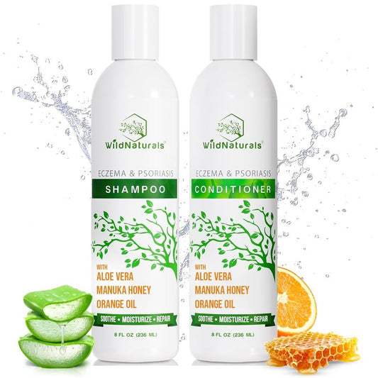 Eczema Psoriasis Shampoo & Conditioner Set for Men & Women - Anti Dandruff Shampoo for Dry Scalp & Hair - Seborrheic Dermatitis for Itchy Scalp Treatment - Eczema for Psoriasis