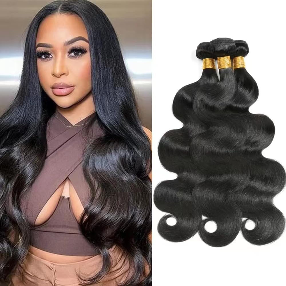 10A Human Hair Bundles 14 14 14 Inch Body Wave Bundles Human Hair Unprocessed Brazilian Virgin Hair 3 Bundles Hair Weave Body Wave Bundles Human Hair Extensions Natural Color