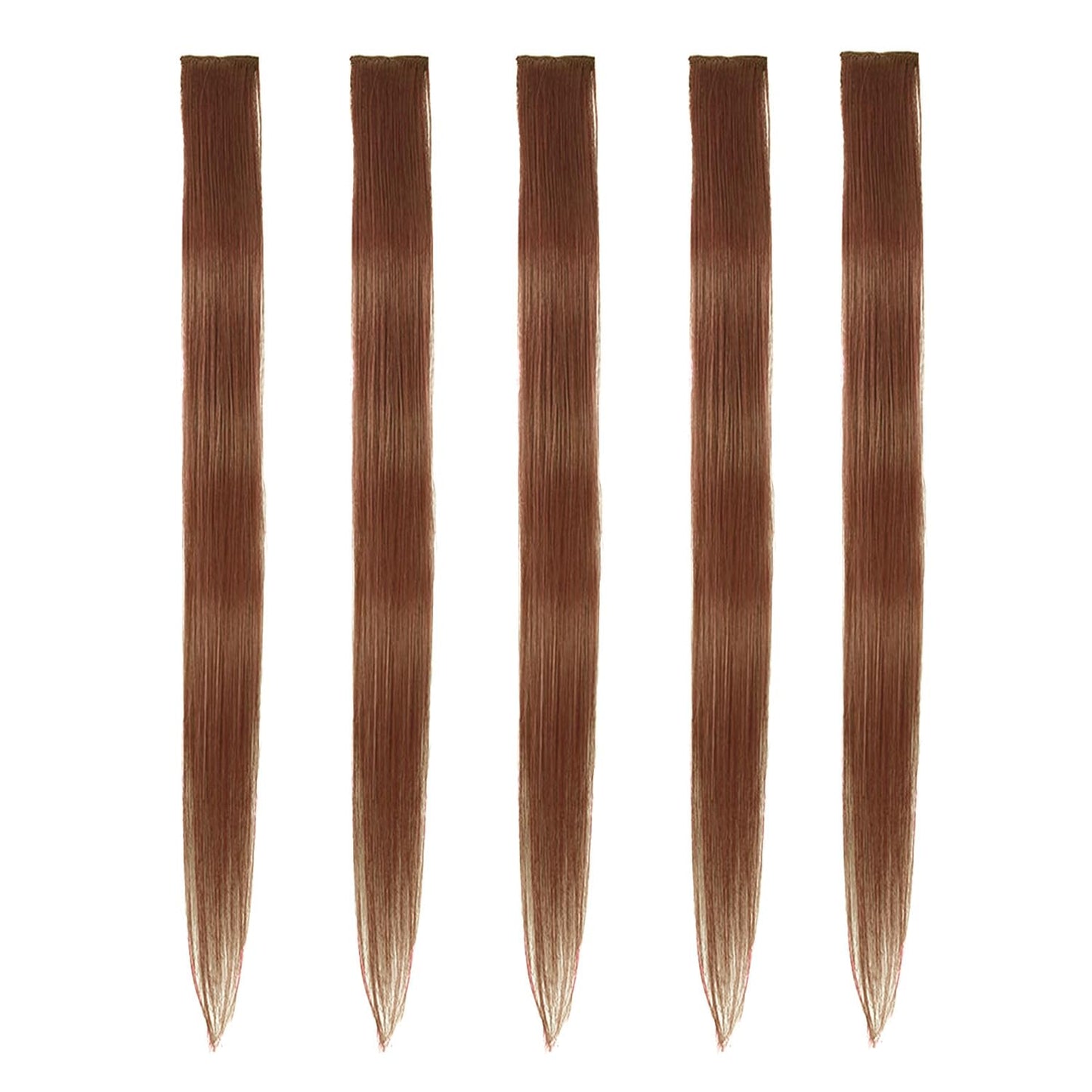 5pcs Dark Auburn Copper Brown Clip in Hair Extensions 100% Human Hair 18 Inch Colored Party Highlights Clip in Extensions for Women Kids Girls