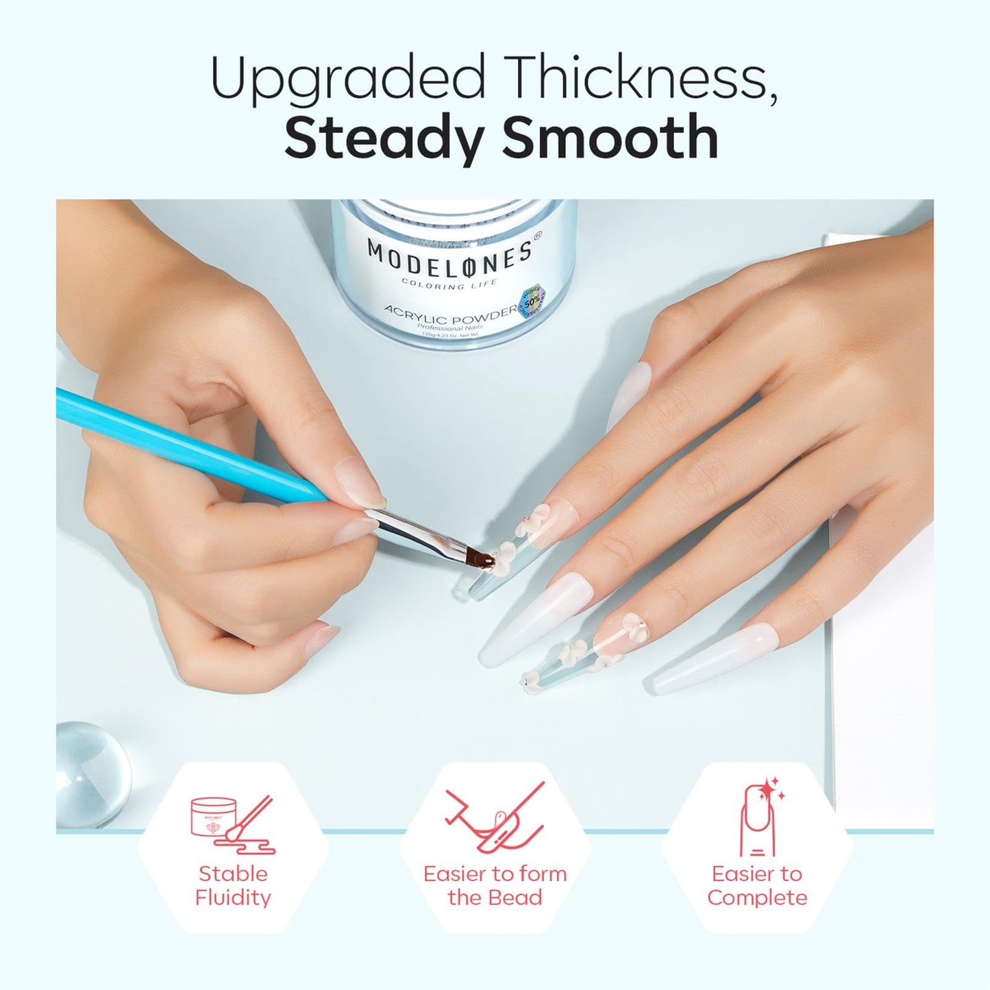 modelones Upgraded 4.23oz Clear Acrylic Nail Powder with 8 oz Monomer Acrylic Nail Liquid