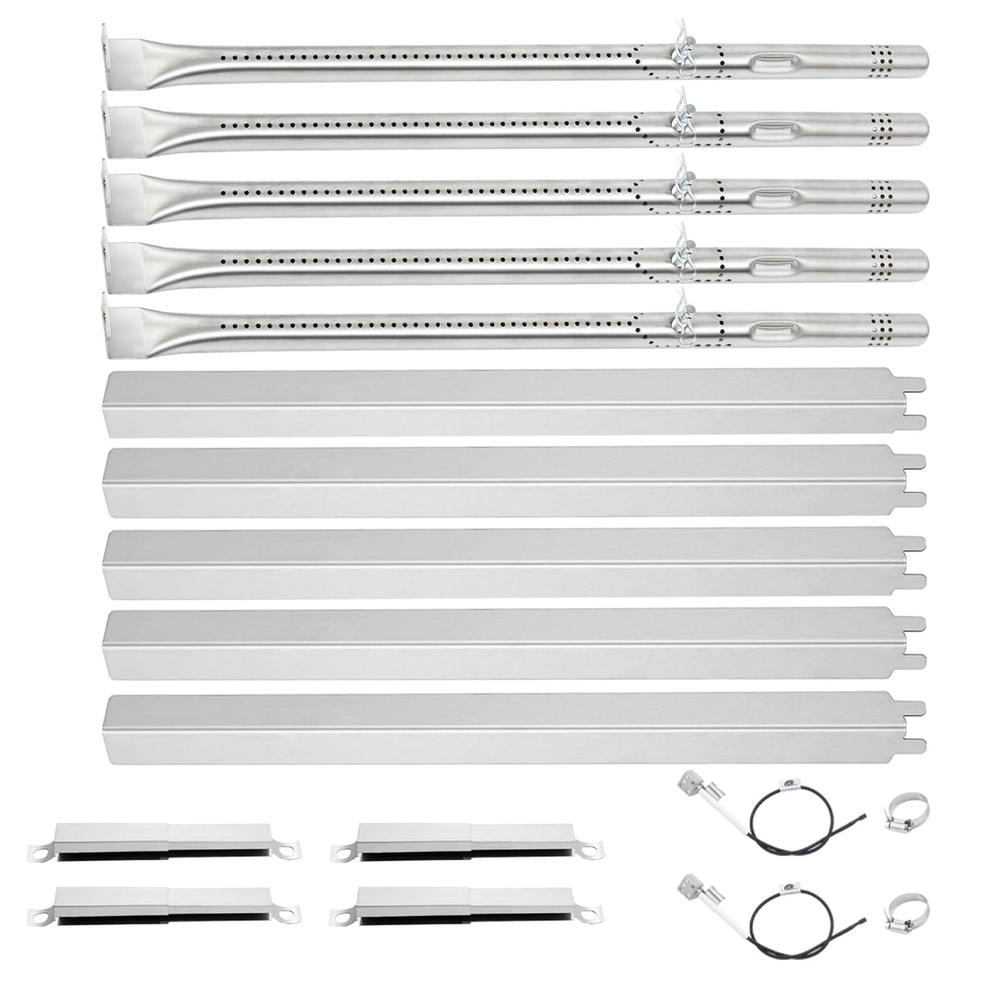 Grillflame 463448021 Grill Replacement Parts for Charbroil Performance 5 Burner Grill Parts 463449021 463229021 G327-2100-W1 G325-0002-W1 Heat Tents Burner Replacement Parts with Ignitor Wire