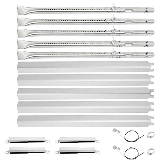 Grillflame 463448021 Grill Replacement Parts for Charbroil Performance 5 Burner Grill Parts 463449021 463229021 G327-2100-W1 G325-0002-W1 Heat Tents Burner Replacement Parts with Ignitor Wire