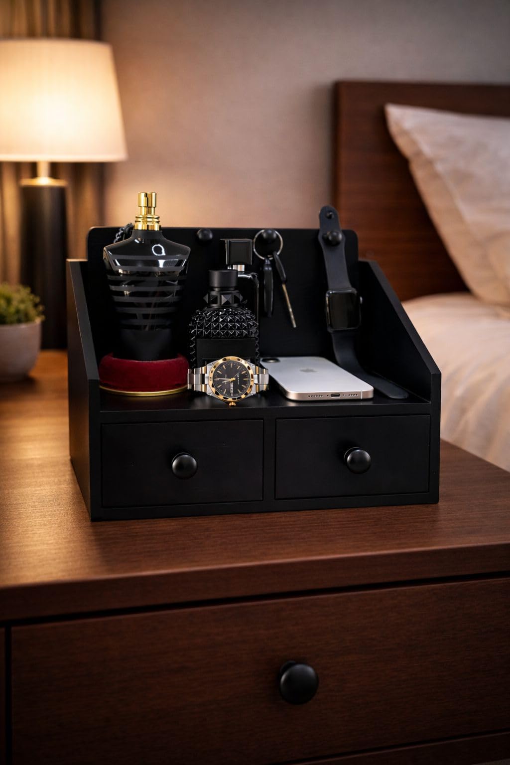 NOBLEHAUS Mens Organizer,Cologne Organizer for Men with Drawer,Perfume Organizer,Cologne Stand,Perfume Stand,Bathroom Countertop Storage,Shelf for Dresser,Mens Bedroom Gift