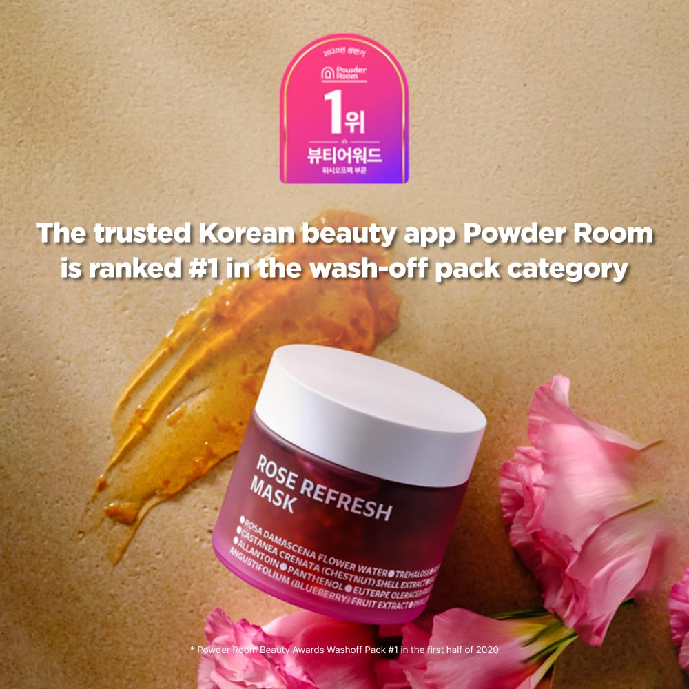 ISOI Bulgarian Rose Refresh Mask, Hydrating Mask with 70% Bulgarian Rose Water for Deep Hydration & Soothing Care, Korean Skin Care (2.82 fl. oz, 80g)