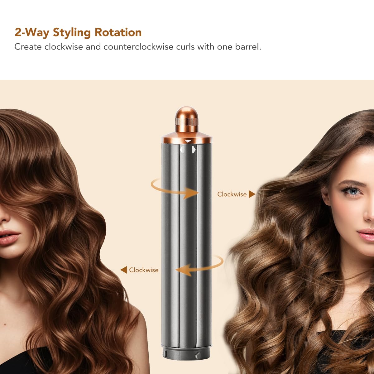 1.6 Inch Long Barrel Attachment for Dyson Airwrap, 40mm Curling Barrel Auto-Wrap Attachment for Dyson Airwrap HS01 HS05 HS08, Copper,971889-07
