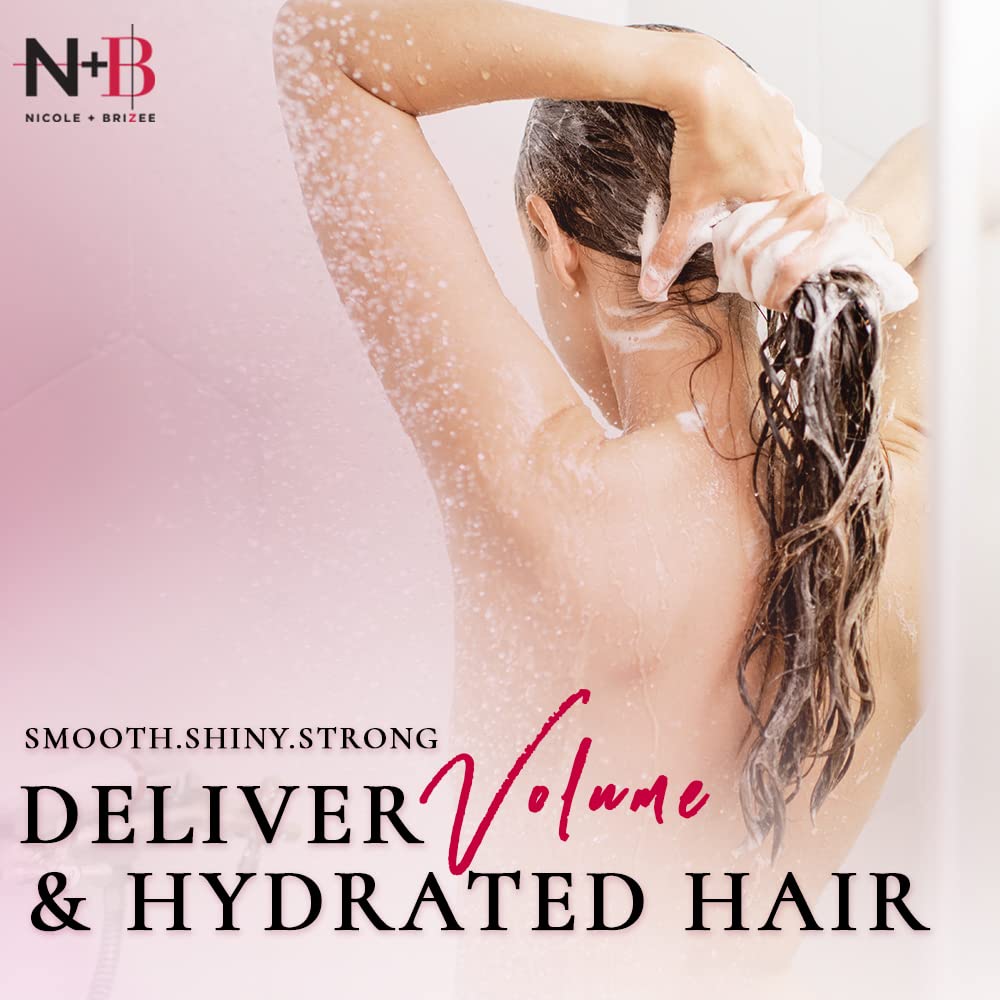 Nicole + Brizee N+B Volume Shampoo + Conditioner Set | Sulfate-Free, Paraben-Free | Strengthens, Hydrates, Volumizes, Nourishes | For All Hair Types | USA Made
