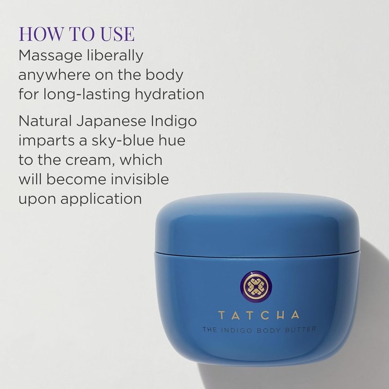 TATCHA Indigo Body Butter - Soothing Silk Cream for Dry Skin & Eczema | 200 ml | 6.8 oz