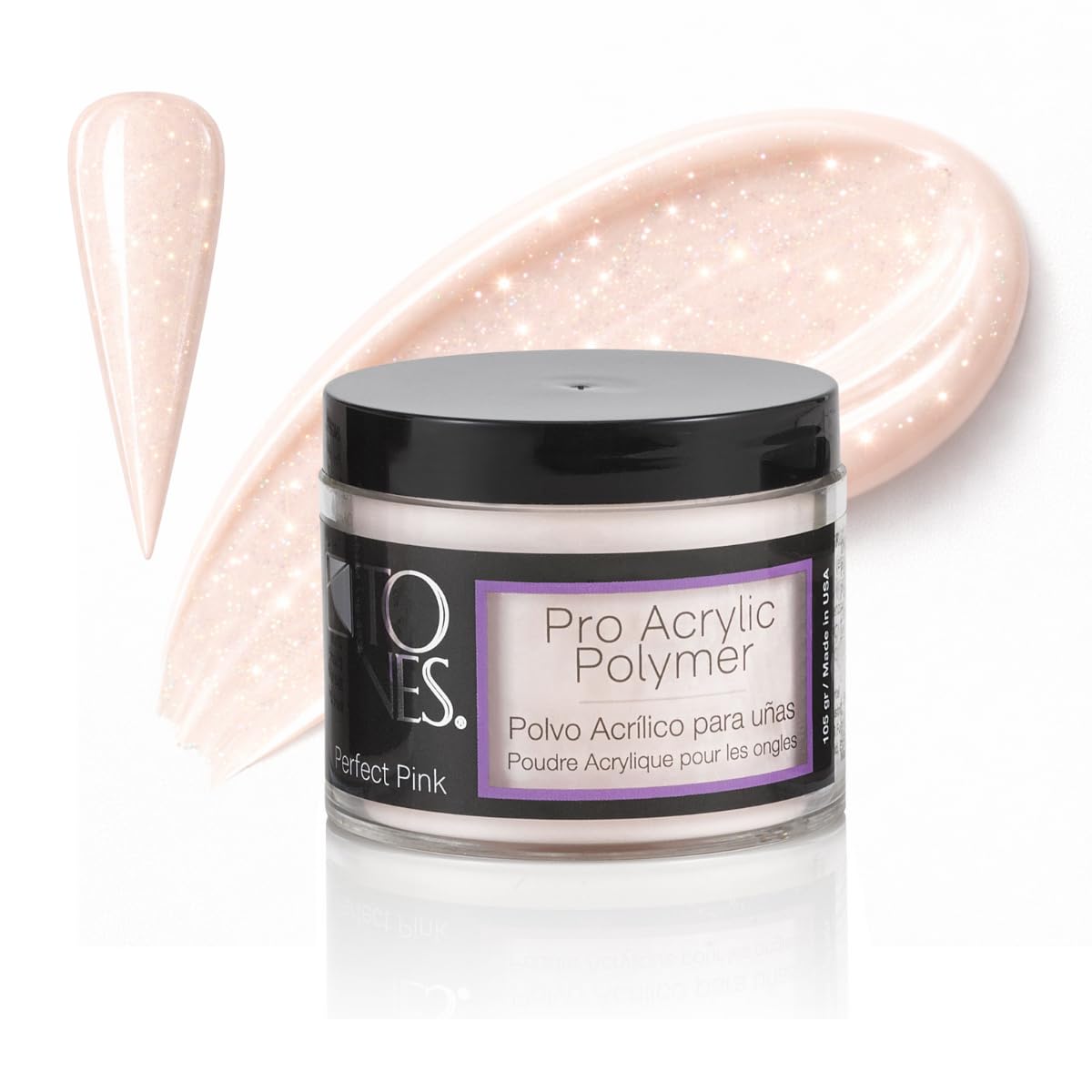 TONES Nail Art Acrylic Powder – Perfect Pink (Soft Pastel Pink) | Long-Lasting Non-Yellowing Polymer | Salon & Home Extensions, Sculpting & 3D Art | USA Made (3.5 oz)