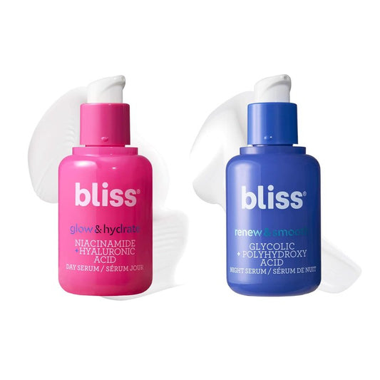 Bliss AM+PM Serum Duo | Vitamin C & Glycolic Acid for 24-Hour Radiance & Hydration - Daily Skincare Set