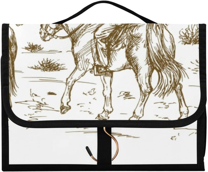 Travel Toiletry Bag Set - Water-Resistant Cosmetic Organizer for Women | 3-Piece Western Desert Cowboys Design