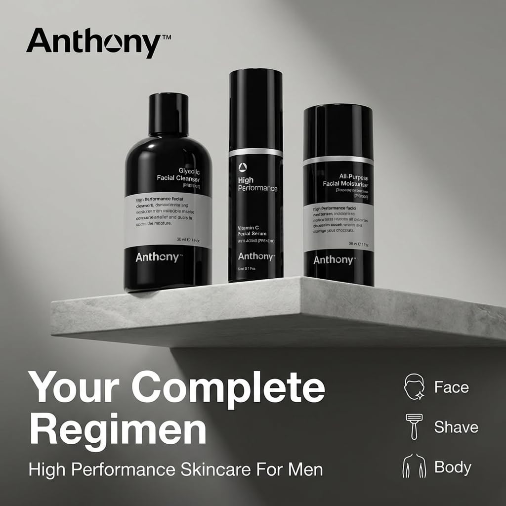 Anthony High Performance Vitamin C Cream Treatment, Advanced Anti-Aging Face Serum with Polypeptides and Salicylic Acid, Dark Spot Corrector Brightening Moisturizer, Hydrates Evens Skin Tone, 1 Fl Oz