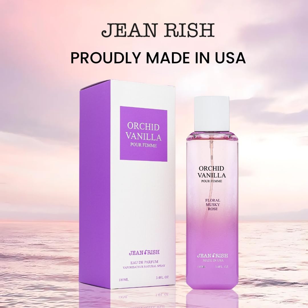 Jean Rish Orchid Vanilla Perfume for Women Eau De Parfum, Long-Lasting Luxury Fragrance, Made In USA - Jasmine, Vanilla, Rose, Musk Scent - 100ml / 3.4 oz
