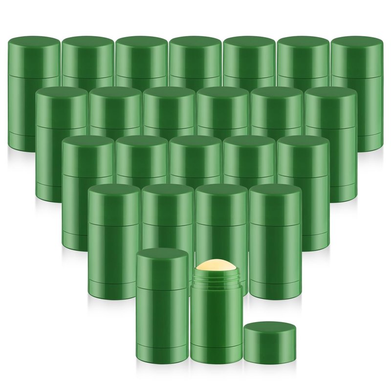 glasstore 24 Pack 40ml/1.3oz Empty Deodorant Containers Twist-Up Refillable Deodorant Tubes Plastic Deodorant Bottles Bottom-fill Lip Balm Tubes For DIY Homemade Deodorant Aromatherapy Balm (green)