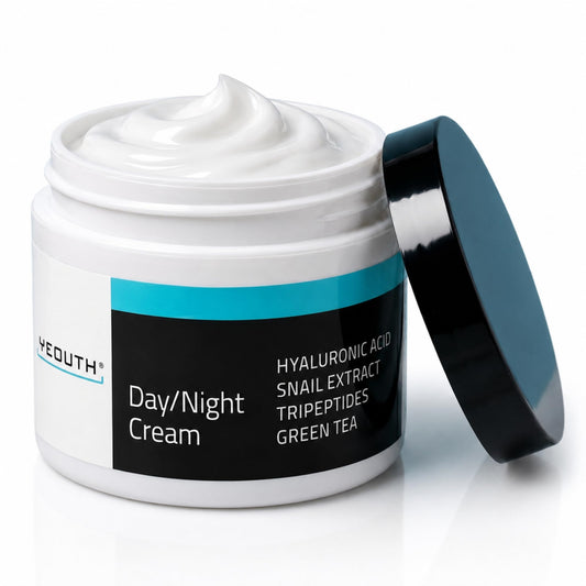 YEOUTH Day Night Cream with Hyaluronic Acid, Snail Mucin and Tripeptides, Face Cream for Women and Men, Fragrance Free Face Moisturizer, 4 oz