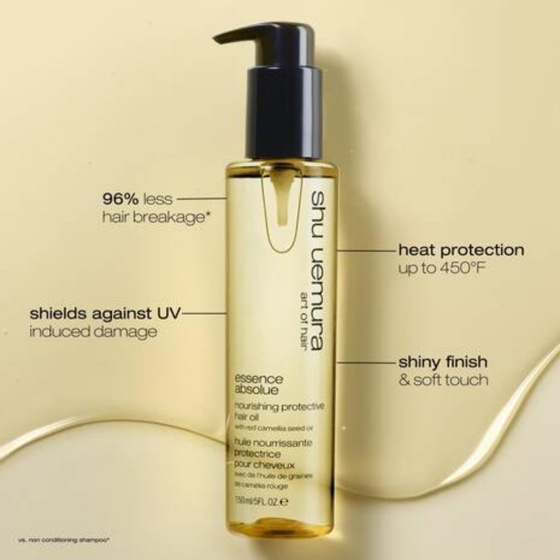 shu uemura art of hair Essence Absolue Nourishing Protective Hair Oil - Lightweight Multi-Benefit Leave In Treatment, Hydrates, Adds Shine, and Reduces Frizz with Heat Protection, 5 Fl Oz