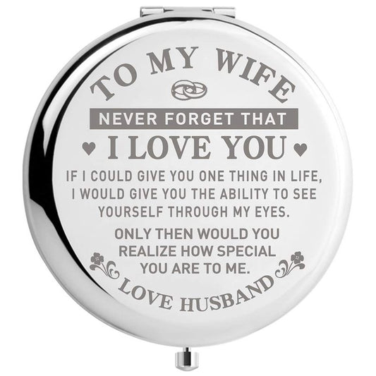 DIDADIC Travel Makeup Mirror for Wife, Wife Birthday Gift Ideas, Wife Gifts for Wedding Anniversary Valentines Day Mothers Day, Romantic Gift for Her