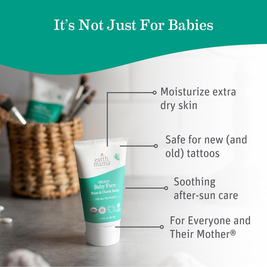 Earth Mama Organic Baby Face Nose & Cheek Balm for Dry Skin Natural Petroleum Jelly Alternative