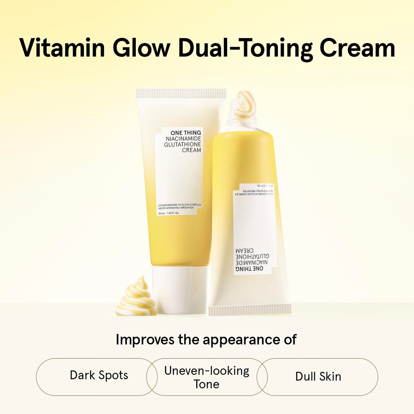 ONE THING Niacinamide Glutathione Cream, Daily Face Moisturizer Helps Balance Skin Tone, Reduce Dullness and Refine Texture for Radiant Skin 1.35 fl oz, 40ml