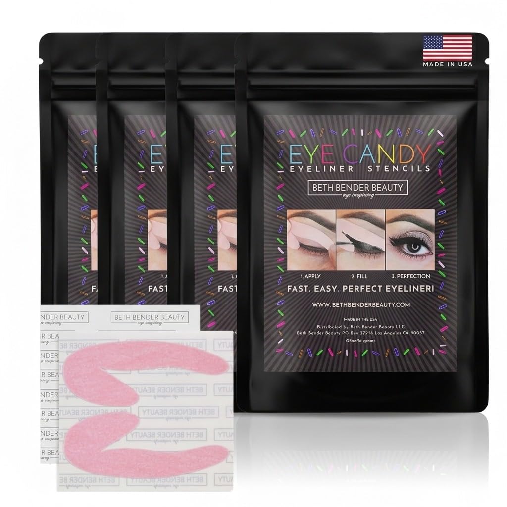 Eyeliner Stencils | Cat Eyeliner Stencil & Winged Eyeliner Tool | Made in USA & Created by Celebrity Makeup Artist | Reusable and Flexible Eyeliner Tape & Eyeshadow Tape | 96 Stencils…