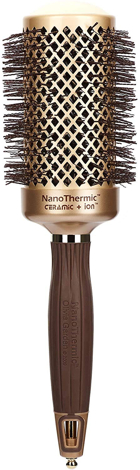 Olivia Garden NanoThermic Ceramic + Ion Round Thermal Hair Brush - Not Electrical - Professional Blowout Brush for Normal to Thick Hair, NT-54 2 1/8"