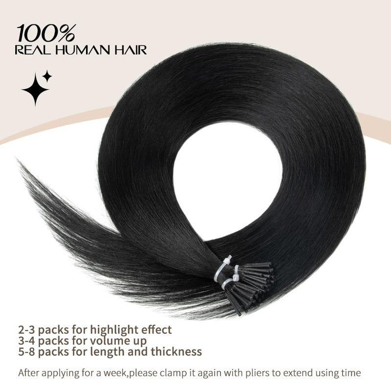 Boymia I Tip Human Hair Extensions #02 Dark Brown 20 Inch 50strands Cold Fusion Tip Extensions Straight Hair Itip Natural Hair Extensions