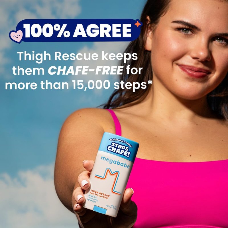 Megababe Thigh Rescue Anti-Chafe Stick - Prevent Skin Chafe & Irritation | Ideal for Thighs, Arms & Bra-Lines