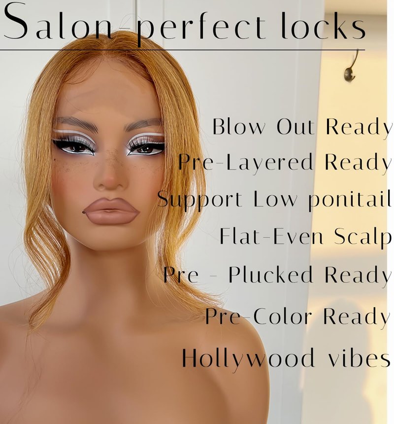 Honey Blonde Lace Front Wig - Glueless Body Wave Synthetic Hair | Pre-Plucked, Natural Hairline