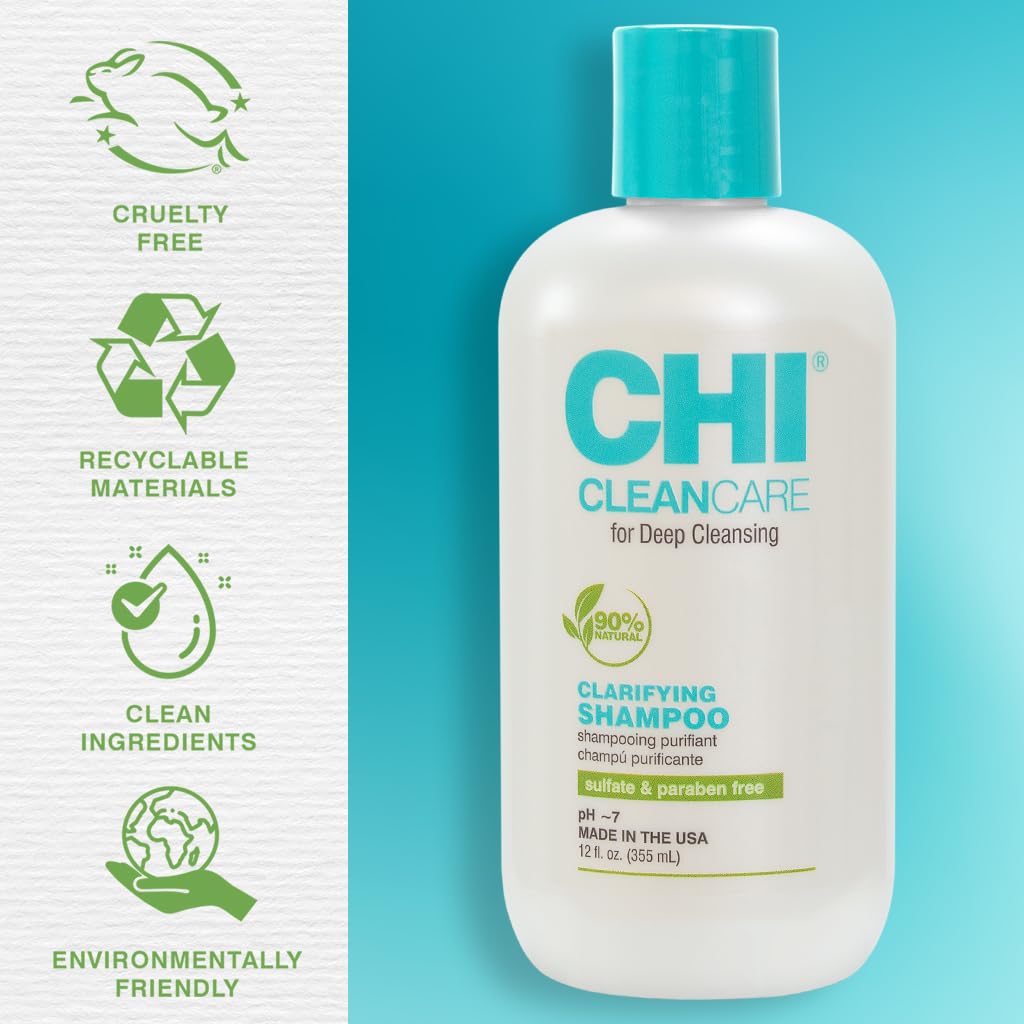 CHI CleanCare Clarifying Shampoo - Deep Cleansing Formula for Hair & Scalp | Sulfate-Free, 12 Oz