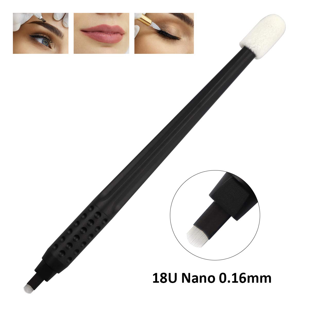 10pcs Disposable Microblading Pen 18U Nano Blades 0.16mm with Microblading Pen 18U 0.16mm Blades disposable blister package (10pcs-U18-Nano 0.16mm)