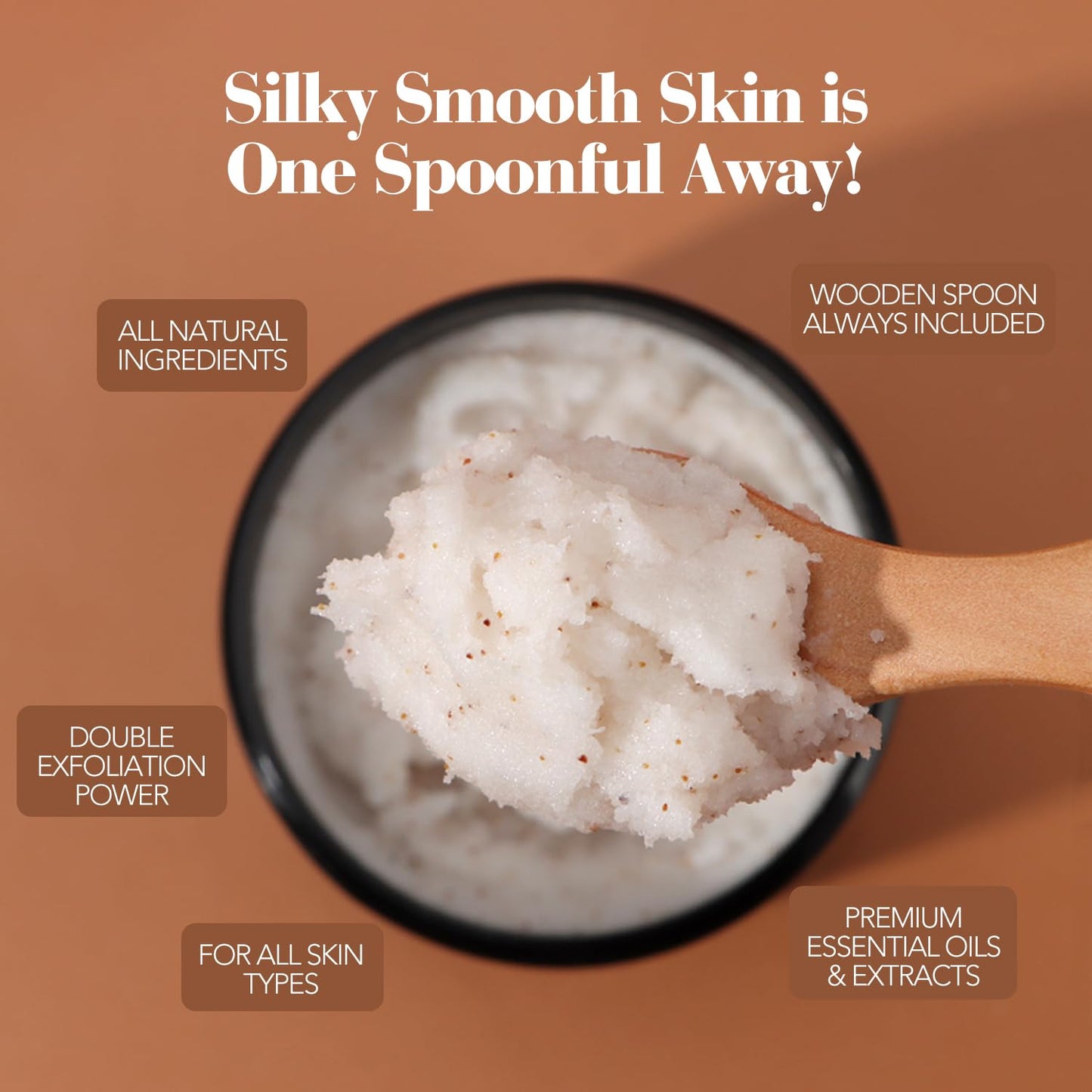 Shining Buddy Coconut Body Scrub Exfoliator with Natural Ingredients Exfoliating Body Scrub for Women，Pure Oils and Dead Sea Salt Minerals，Moisturizing and Nourishing Skin(16.9oz)