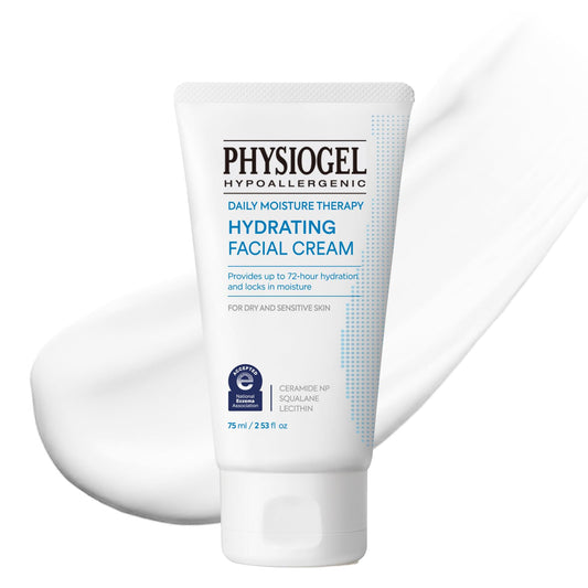 Physiogel Hydrating Facial Cream Moisturizer, Provides 72 hrs of Hydration for Normal to Dry Sensitive Skin, Fragrance Free, Strengthens Skin Barrier, Face Cream for Men & Women, Ceramide, Squalane
