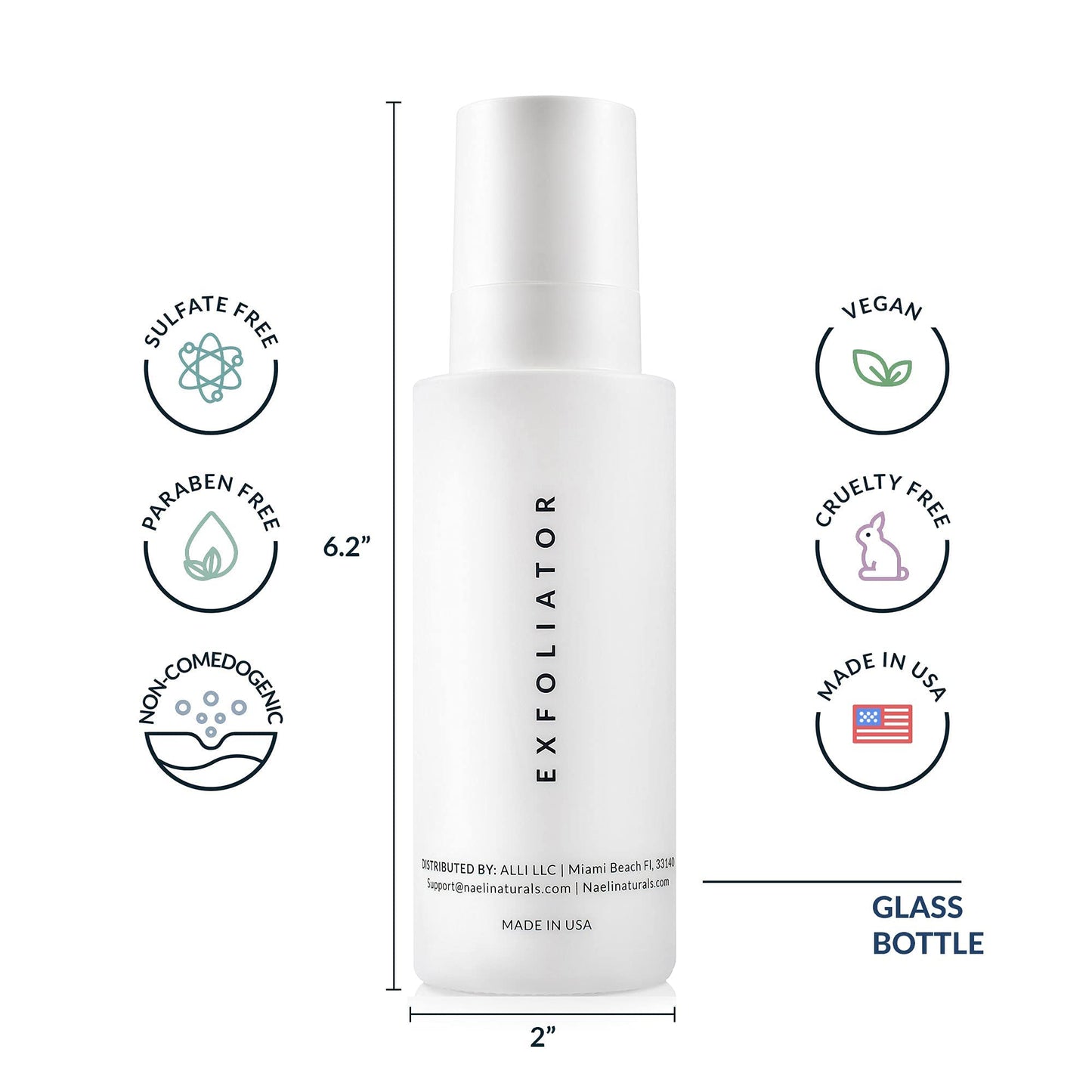 NAELI AHA/BHA Exfoliating Face Wash - 10% Glycolic Acid & Salicylic Acid Cleanser, Anti Aging Acne & Wrinkle Reducing Facial Exfoliant, Pore Minimizer & Brightening Gel, 4 oz