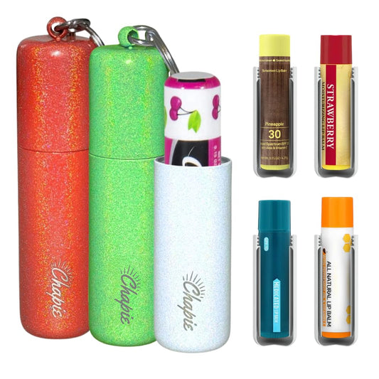 Chapie OG | Vacuum Insulated Lip Balm Keychain Holder, Prevents Melting & Messes | 3-Pack (Santa's Choice)