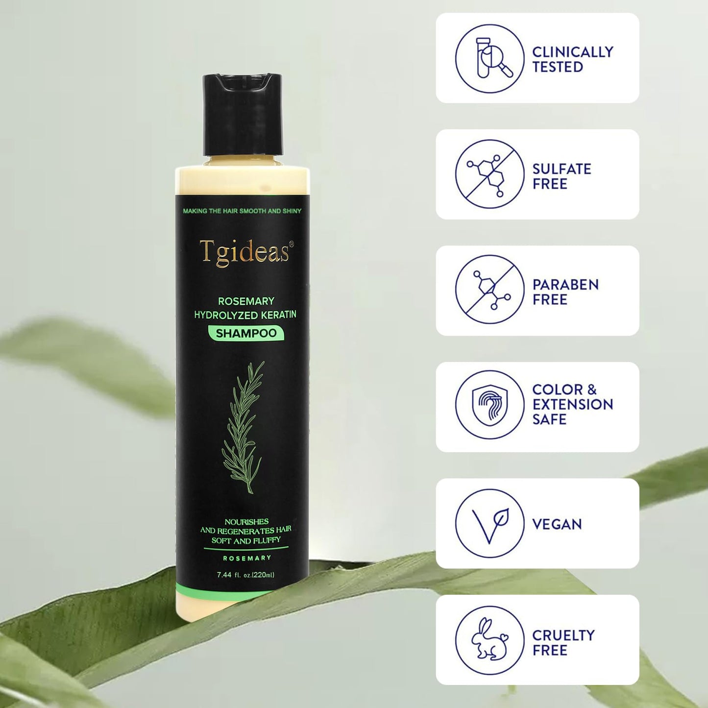 Tgideas Rosemary Biotin Volumizing Shampoo - Strengthening Shampoo for Women and Men to Gently Cleanse, Nourish & Add Root Lift - 7.4 fl oz