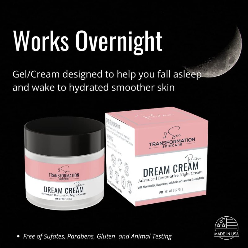 Dream Cream Menopause Night Cream - Hydrating Skincare with Hyaluronic Acid, Niacinamide & Peptides | Overnight Face Mask