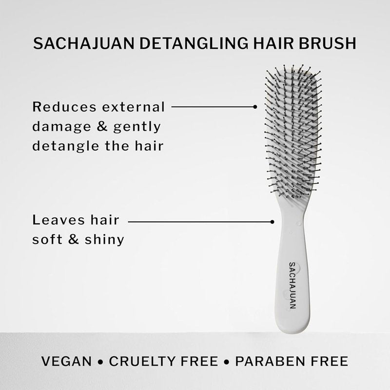 SACHAJUAN Detangling Hairbrush - Gentle Knot Removal for Wet & Dry Hair | Soft Nylon Bristles & Flexible Pins