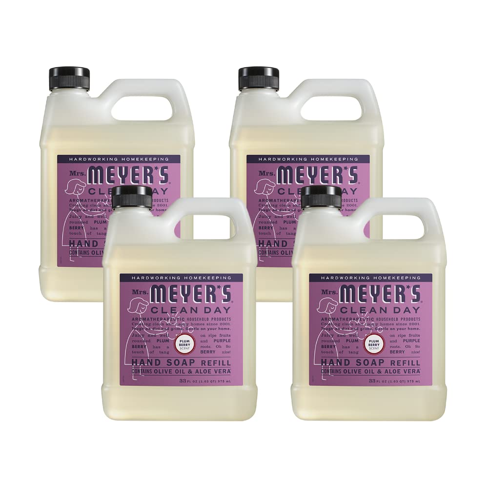 Mrs. MEYER'S CLEAN DAY Plum Berry Scent Hand Soap Refill 33 Fl Oz (Pack of 4)
