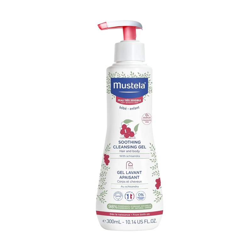 Mustela Baby Soothing Cleansing Gel - Fragrance-Free Hair & Body Wash for Sensitive Skin | 10.14 fl. oz.
