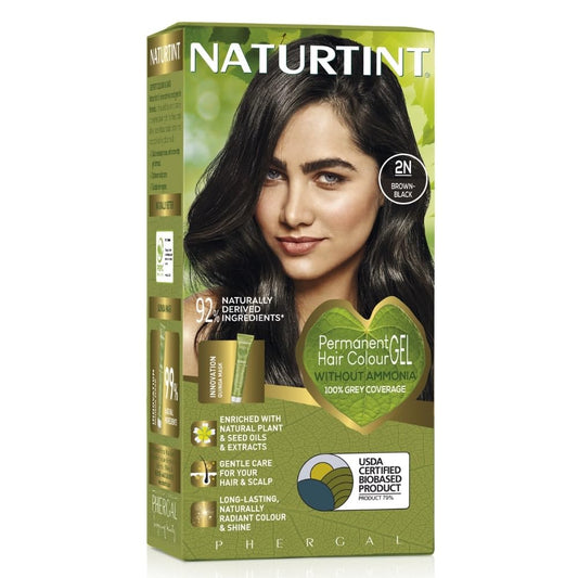 Naturtint 2N Brown Black Permanent Hair Color (Pack of 1), Ammonia Free, Vegan, Cruelty Free, up to 100% Gray Coverage, Long Lasting Results (Packaging may vary)