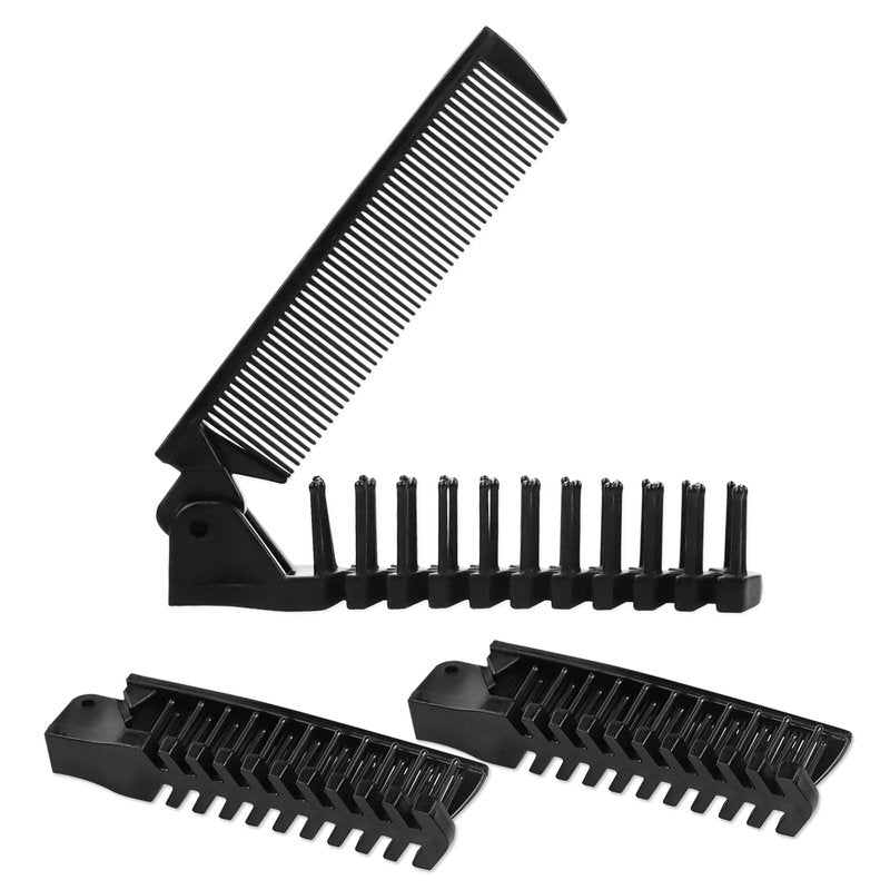 Foldable Combs in Bulk Individually Wrapped, Travel Pocket Hair Comb, Folding Hair Brush Double Headed, Brush Comb Styling Tool for Men Women Combs, Black (One Size, 100, Count)